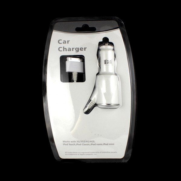 Wholesale iPhone 4S 4 Car Charger (White)